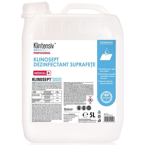 Klinosept Virucid Dezinfectant suprafete pe baza de alcool 5L, avizat Ministerul Sanatatii. Produs pentru baie si bucatarie