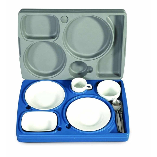 Cutie izotermica cu capac, cu 5 compartimente, plastic dur culoare albastru, dimensiuni 530x370x120mm