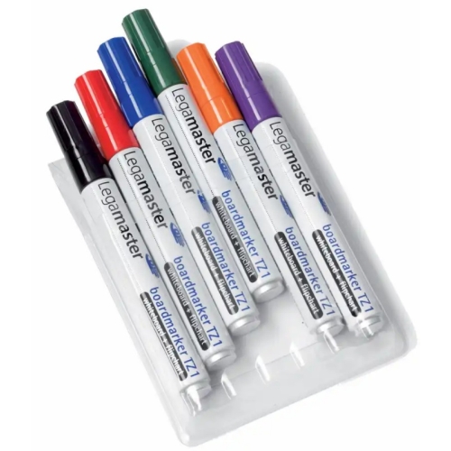 Marker pentru tabla Legamaster, TZ1 varf rotund, 1. 5-3 mm, 6 culori/set (negru, rosu, albastru, verde, orange, mov)