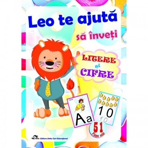 Leo te ajuta sa inveti litere si cifre. Set 51 de planse gradinita