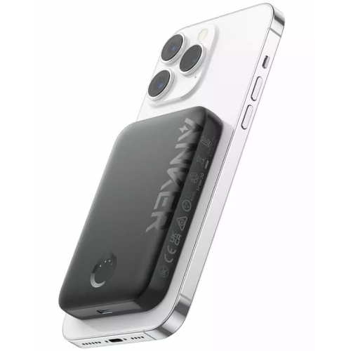 Baterie externa magnetica wireless Anker 321 MagGo, 5000 mAh, USB-C, pentru seria iPhone 12/13/14, Negru