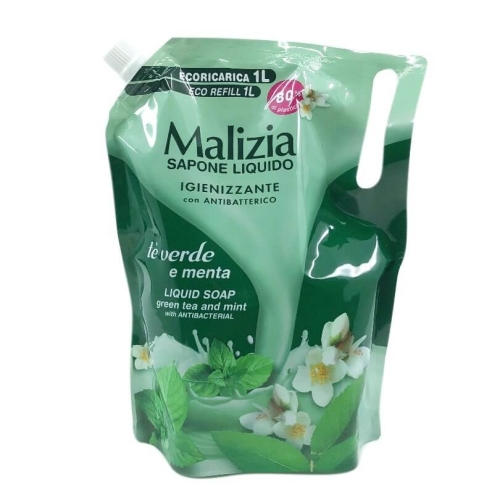 Malizia Sapun lichid antibacterian ceai verde si menta - rezerva, 1000 ml	