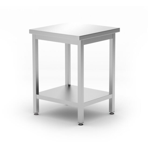 Masa centrala cu raft Budget Line, infiletat, adancime 600 mm, HENDI, Budget Line, 600x600x(H)850mm