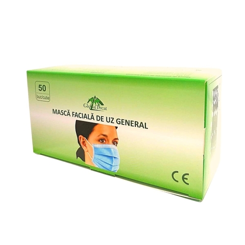 Global Masti de uz general cu elastic, albastre 3 straturi, 50 de bucati