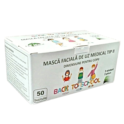 Masti medicale tip 2 pentru copii Albastre, 50 buc Romania, Global