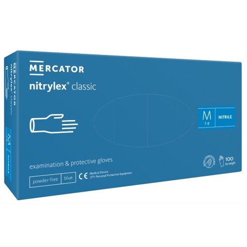 Manusi unica folosinta nitril nepudrate marimea M albastre 100buc, Mercator