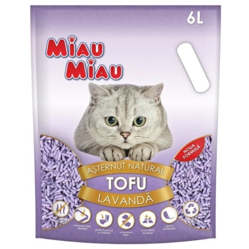 MIAU MIAU Asternut igienic pentru Pisici Tofu Lavanda, 6 l Nisip pisica Miau Miau