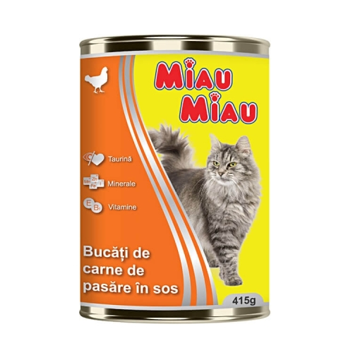 MIAU MIAU Conserva Pisici cu carne de pui 415g