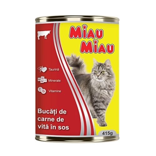 MIAU MIAU Conserva Pisici cu carne de vita 415g