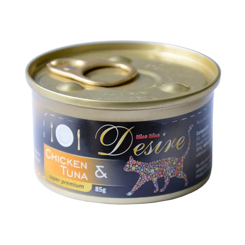 MIAU MIAU DESIRE Conserva Pui File si Ton in Gelatina 85g