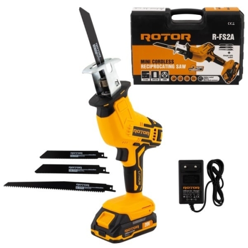 Mini fierastrau tip sabie cu acumulator R-FS2A 20V / 2Ah, Brushless, 1 X ACUMULATOR, 3 X LAME