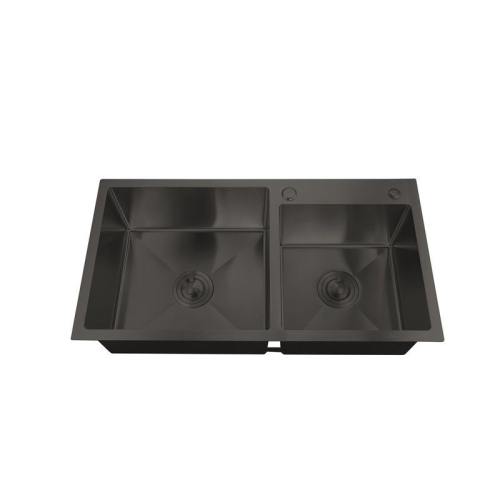 Chiuveta dubla  bucatarie din inox MIXXUS HM7849D-215 NANO-BLACK (3.0/0.8) 