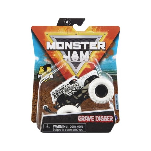 Monster Jam Masinuta Metalica Grave Digger Alb Scara 1: 64