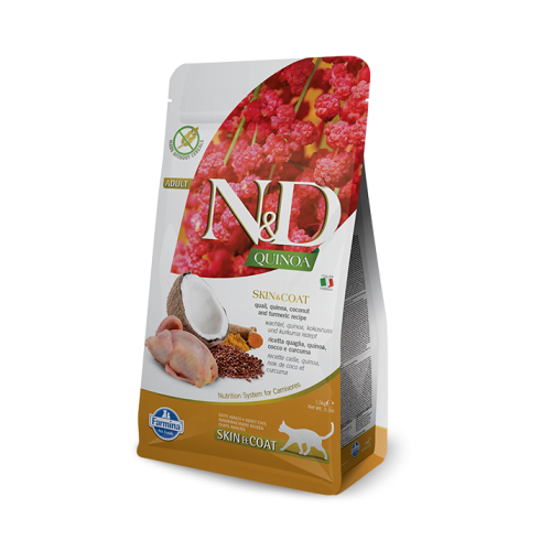 Hrana uscata Pisici Adult, Skin-Coat, cu Prepelita, 1.5 kg, N&D Quinoa Cat