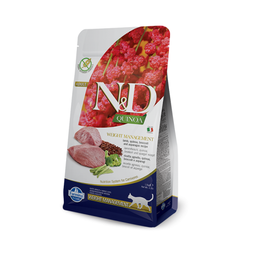 Hrana uscata Pisici Adult, cu Miel, controlul greutatii, 1.5 kg, N&D Quinoa Cat