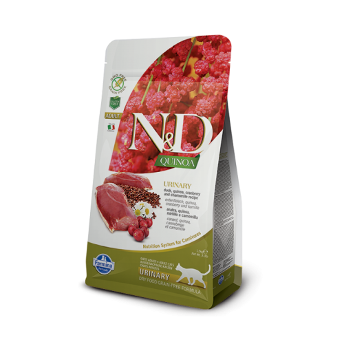 Hrana uscata Pisici Adult, cu Rata, Urinary, 1.5 kg, N&D Quinoa Cat