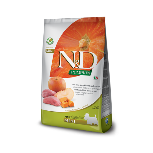 Hrana uscata pentru caini adult, talie mica, cu Mistret si mar, 800 g, N&D Pumpkin