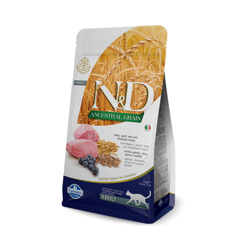 Hrana uscata Pisici Adult, cu miel si coacaze, 1.5 kg, N&D Ancestral Cat