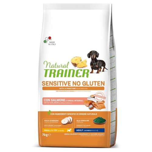 Hrana uscata, caini, Mini, Adult Sensitive, Fara Gluten, cu somon, 7 kg, Natural Trainer