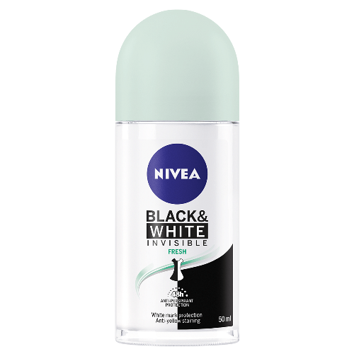 Nivea Deodorant roll-on Black and White Invisible Fresh, 48h protectie, 50 ml