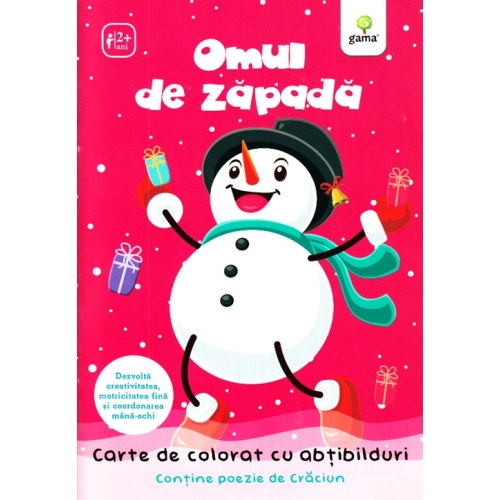 Omul de zapada. Carte de colorat cu abtibilduri. Contine poezie de Craciun