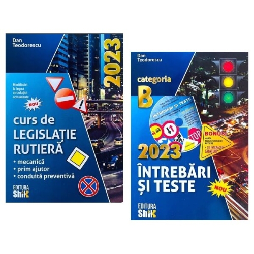 Pachet 2 volume - Intrebari si teste si Curs de legislatie 2023 pentru categoria B - Dan Teodorescu