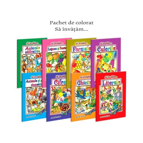 Pachet 8 carti de colorat format A4