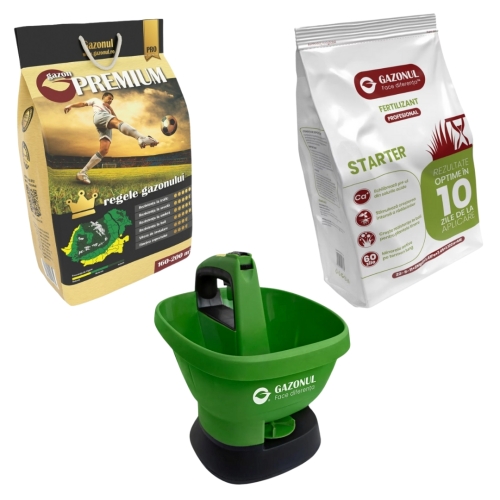 Pachet Seminte Premium 4kg, Ingrasamant Starter 6kg si Dispozitiv electric Easy-Drop, Gazonul