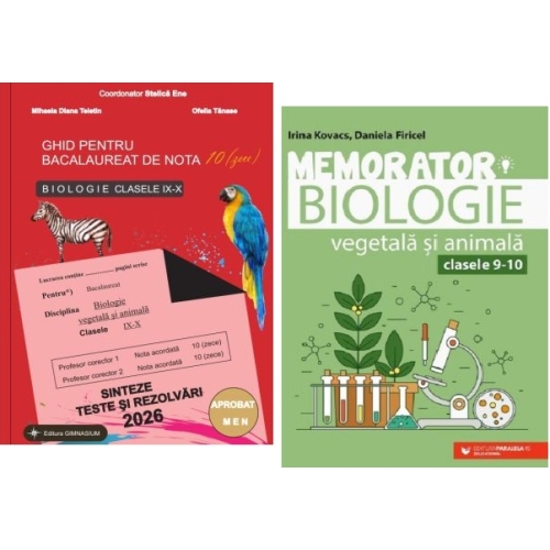 Pachet Bacalaureat Biologie 2026 clasele 9-10. Ghid pentru nota 10 si Memorator - Stelica Ene Irina Kovacs
