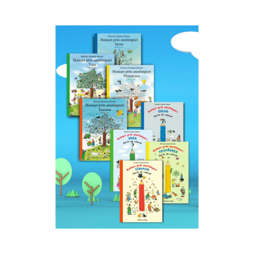 Pachet Mare Hoinari prin anotimpuri. 4 carti ilustrate + 4 carti de colorat - Rotraut Susanne Berner, editura Casa