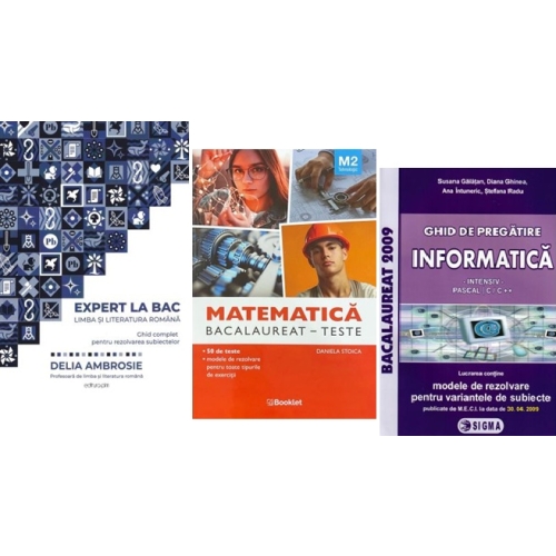 Pachet Bacalaureat 2026. Ghid complet Limba si literatura romana Matematica M2 Tehnologic si Informatica clasele 11-12 intensiv Pascal CC - Delia Ambrosie Daniela Stoica Susana Galatean