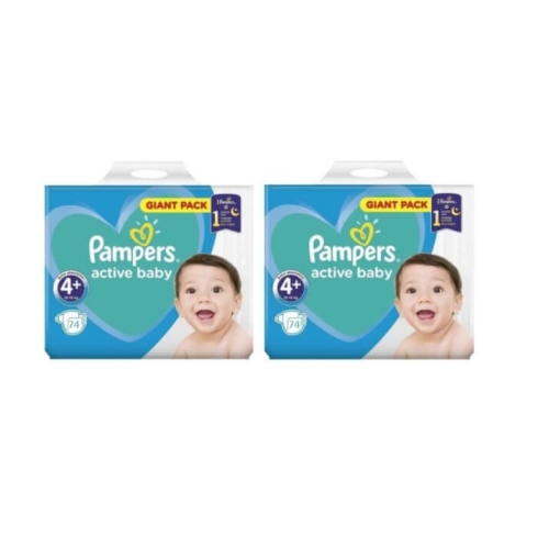 Pachet Pampers Active Baby Scutece Nr 4+ (10-15 kg), 76 buc x 2