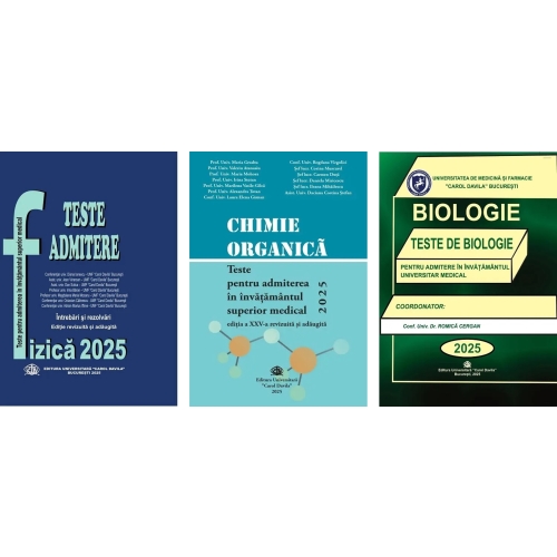 Pachet 3 carti Chimie organica Fizica si Biologie. Teste pentru admiterea in invatamantul superior medical 2025