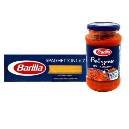 Pachet Barilla Spaghete Nr. 7 si Sos de rosii Bolognese cu carne de vita si porc!pe grupdzc.ro✅. Descopera gama copleta de produse la oferte speciale✅!