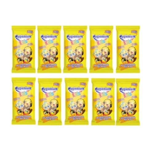 Pachet Servetele umede Kids maini fara alcool Emoji, 24 buc x 10, Hygienium 