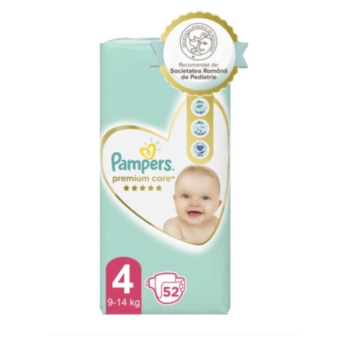 Pachet Pampers Premium Care Scutece Nr 4 (9-14 kg), 52 buc x 2