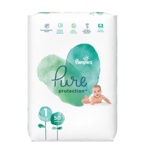 Pampers Pure protection Scutece Nr 1 (2 - 5 kg), 50 buc