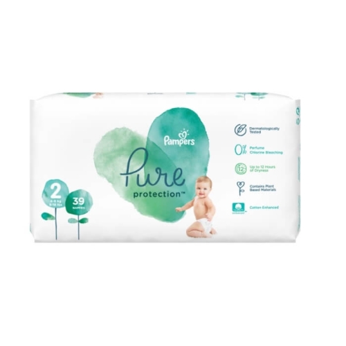 Pampers Pure protection Scutece Nr 2 (4 - 8 kg), 39 buc