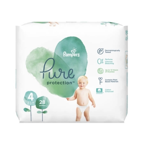 Pampers Pure protection Scutece Nr 4 (9 - 14 kg), 28 buc