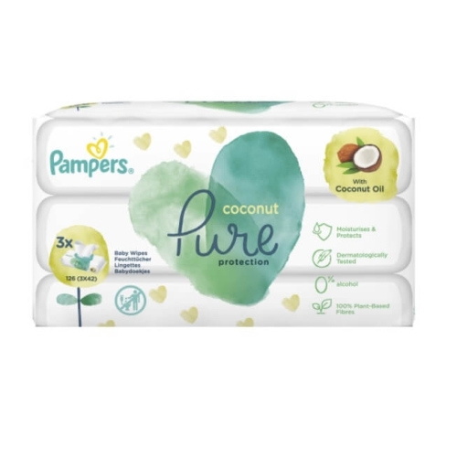 Pampers Pure coconut Servetele umede, 3 x 42 buc