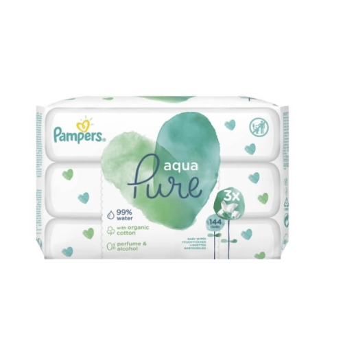 Pampers Pure Aqua Servetele umede, 3 x 48 buc