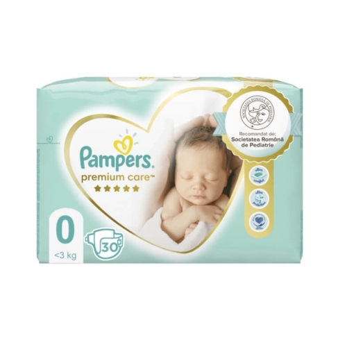 Pampers Premium Care Scutece Nr 0 (<3 kg), 30 buc	