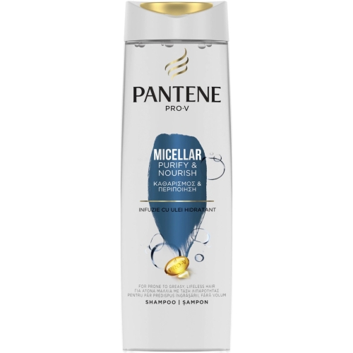 Sampon Pantene Pro-V Micellar Purify & Nourish pentru par gras, 400 ml
