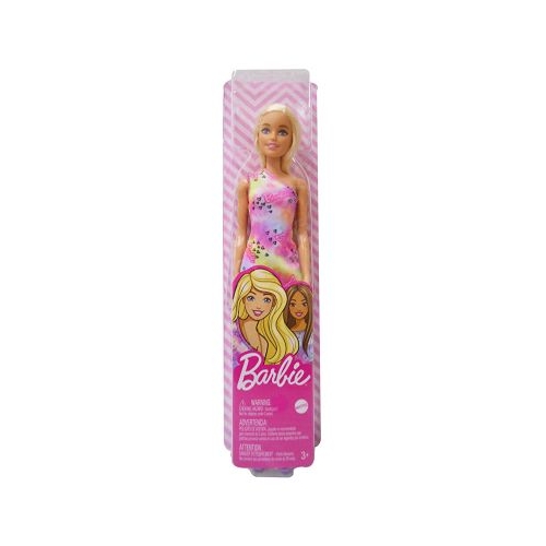 Papusa Barbie blonda cu rochita inflorata, Barbie