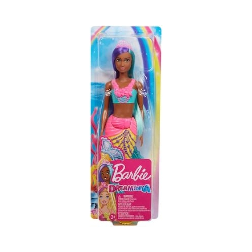 Papusa Barbie Sirena cu colier si coronita roz, Barbie