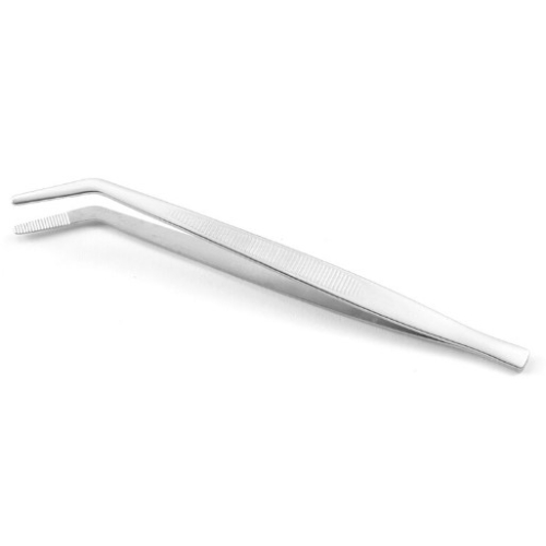 Penseta cu varf curbat, (L)160 mm, inox, pentru decorare / peste / manevrare alimente fierbinti, Hendi
