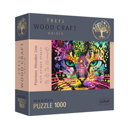 Puzzle din lemn pisicuta colorata 1000 de piese