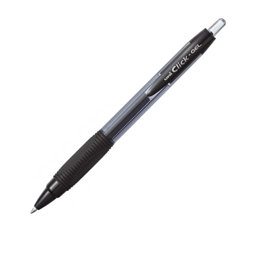 Pix cu gel Uni-ball Clickgel XSG-R7, 0. 7mm, cu mecanism, corp semitransparent, grip cauciucat, negru