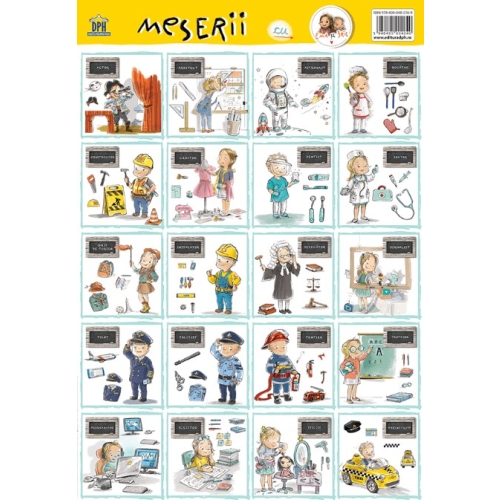 Plansa: Meserii cu Ema si Eric - Ioana Chicet-Macoveiciuc, Lavinia Trifan, editura Didactica Publishing House