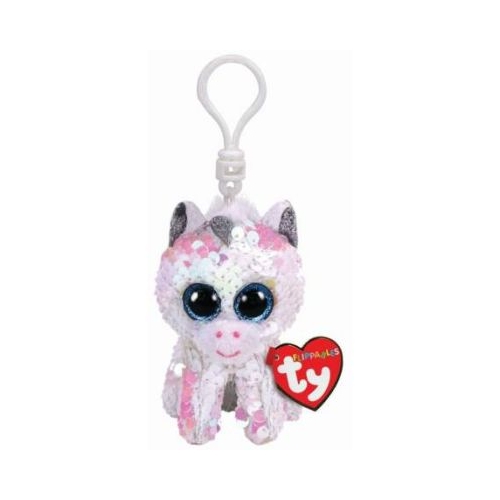 Breloc din plus Sequins Unicornul Alb cu paiete, 8. 5 cm, TY